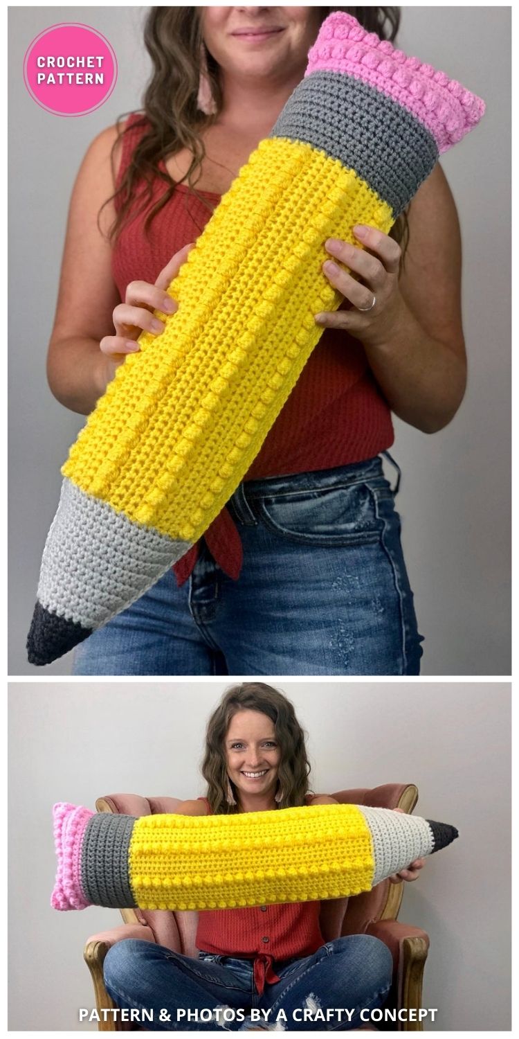 Crochet Giant Pencil Pillow - 8 Easy & Modern Long Pillow Crochet Patterns