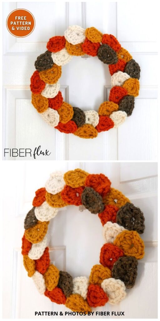 Falling Leaves Wreath - 12 Free Crochet Thanksgiving Home Decor Patterns