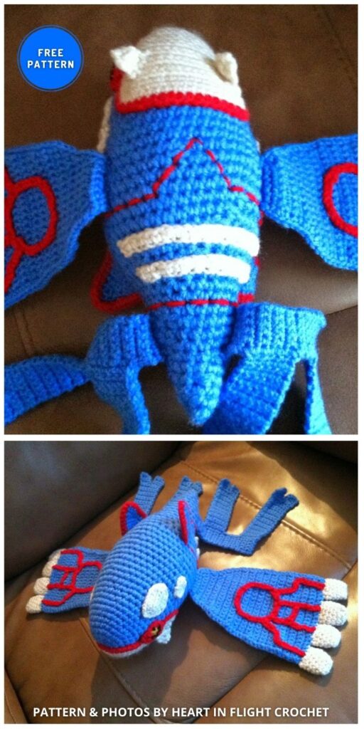 Kyogre Crochet Plush Pattern - 12 Most Popular Water Pokemon Crochet Patterns
