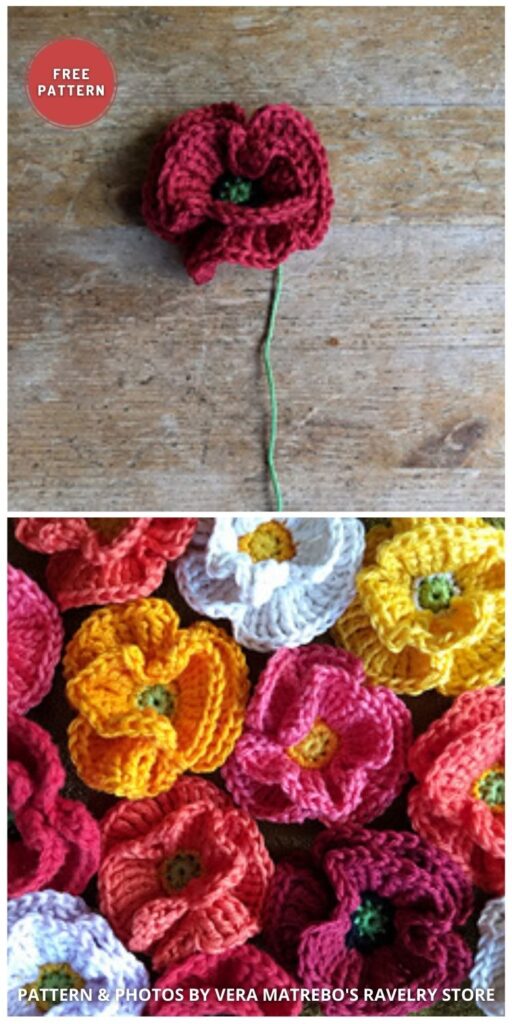 Mohnblume - Poppy - 11 Free Crochet Poppy Accessory Patterns
