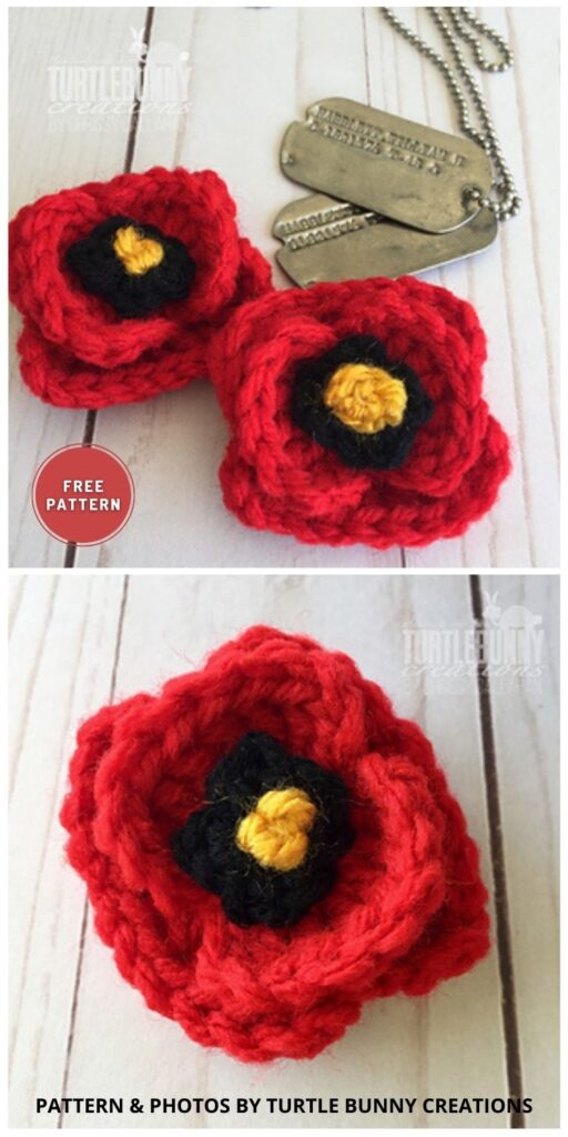 Remembrance (Field) Poppy - 11 Free Crochet Poppy Accessory Patterns