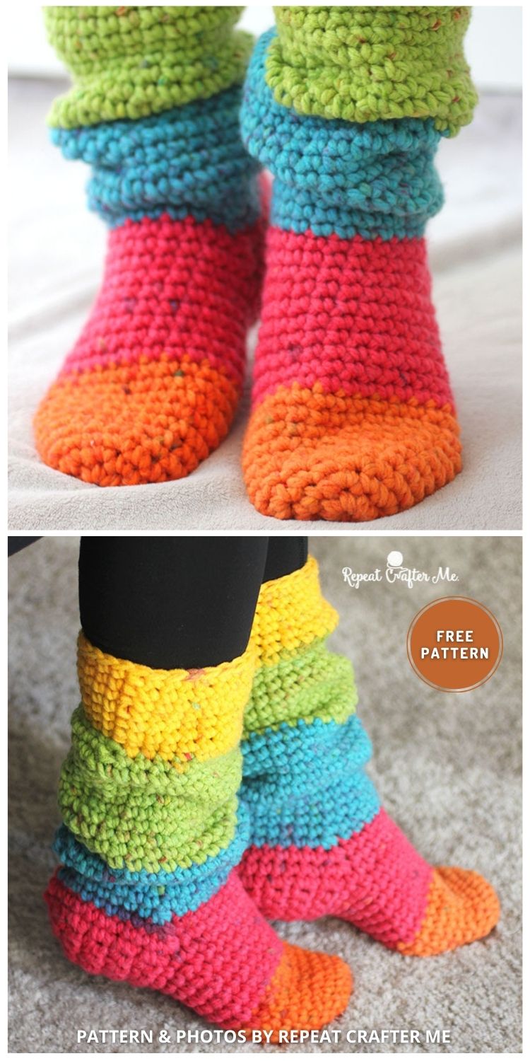 Slouchy Slipper Socks - 12 Best Free Crochet Sock Patterns For Cozy Winter