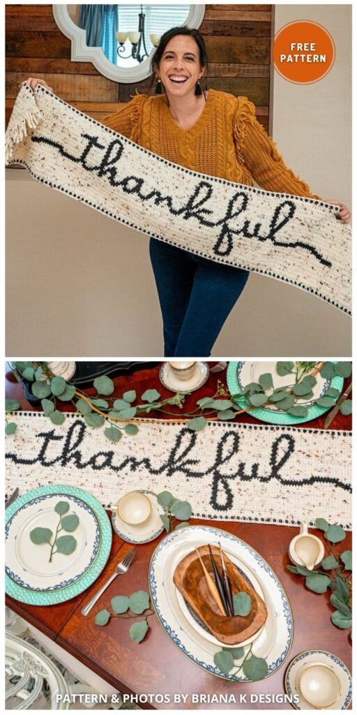 Thankful Table Runner - 12 Free Crochet Thanksgiving Home Decor Patterns