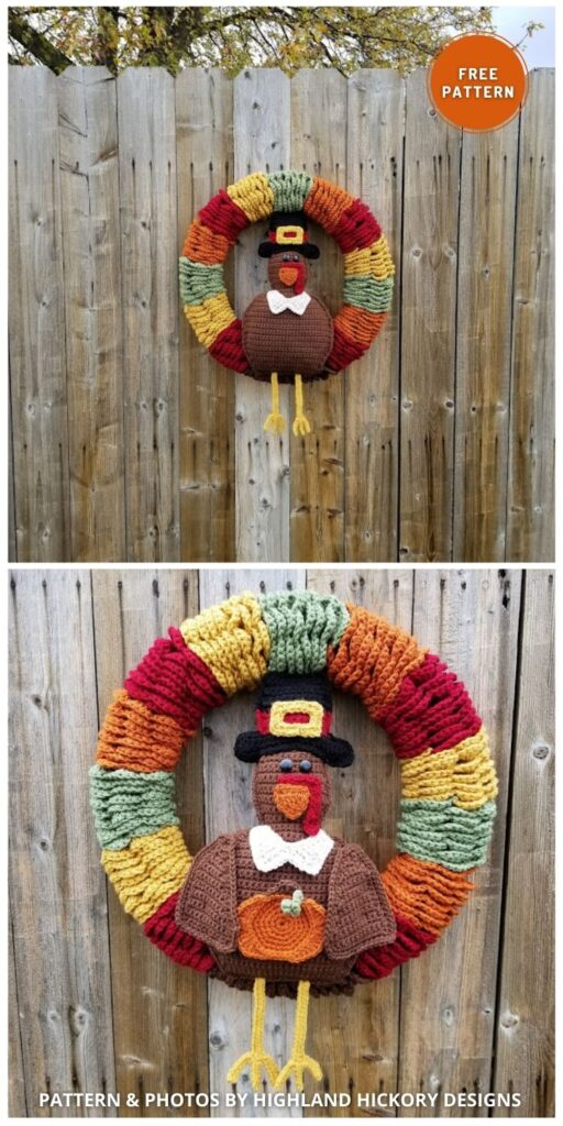 Thanksgiving Wreath - 12 Free Crochet Thanksgiving Home Decor Patterns