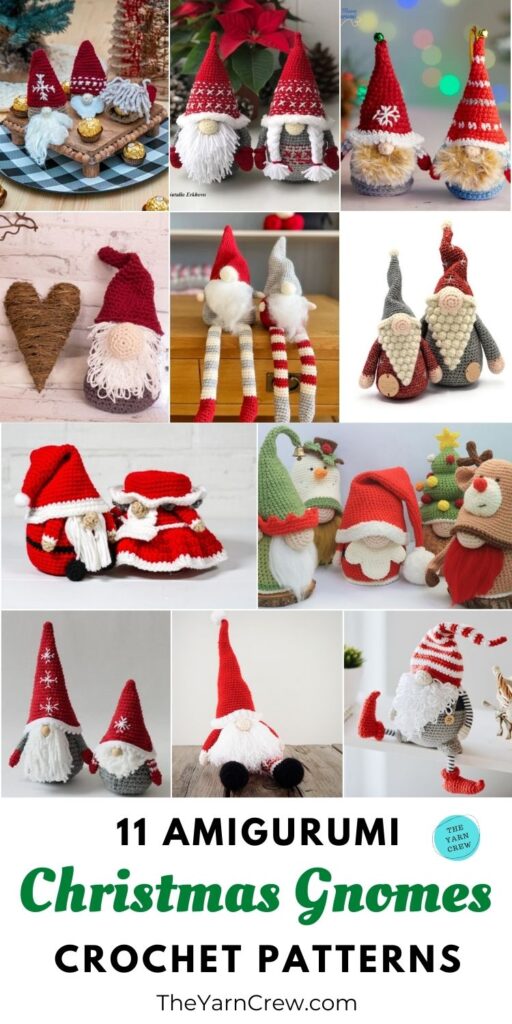 11 Amigurumi Christmas Gnome Crochet Patterns PIN 3