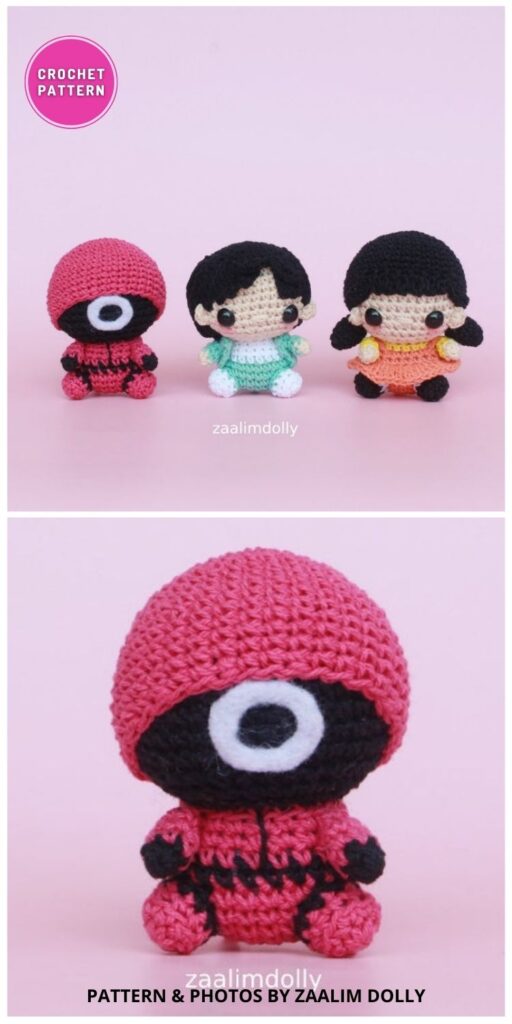 Amigurumi Robot Girl, The Gaming Player, The Gaming Supervisor - 6 Crochet Amigurumi Squid Game Characters Patterns