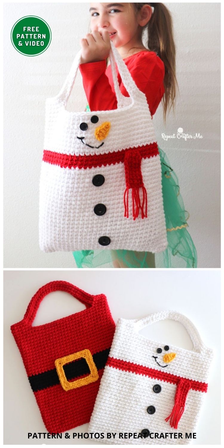 Crochet Christmas Tote Bags - 8 Free Christmas Gift Bag Crochet Patterns