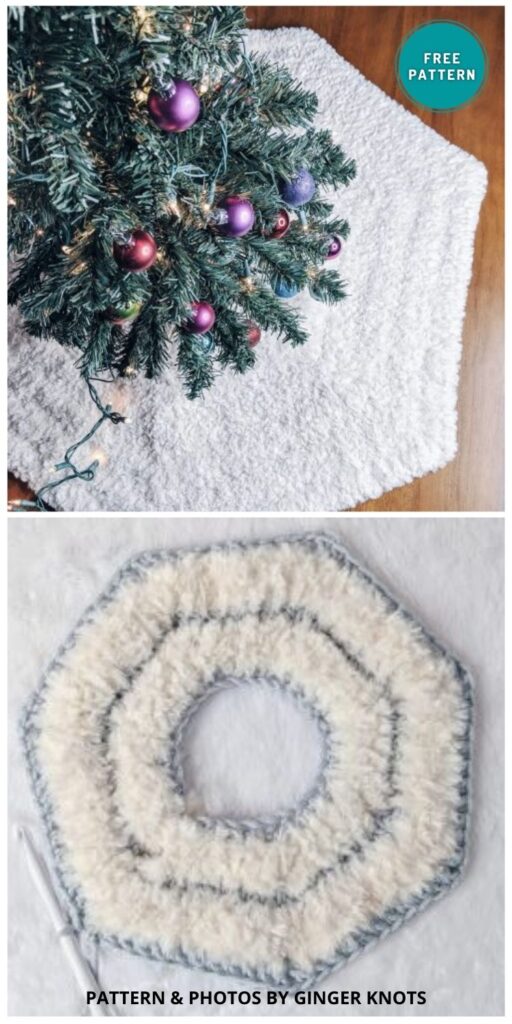 Faux Fur Tree Skirt - 11 Free Crochet Christmas Tree Rug Patterns