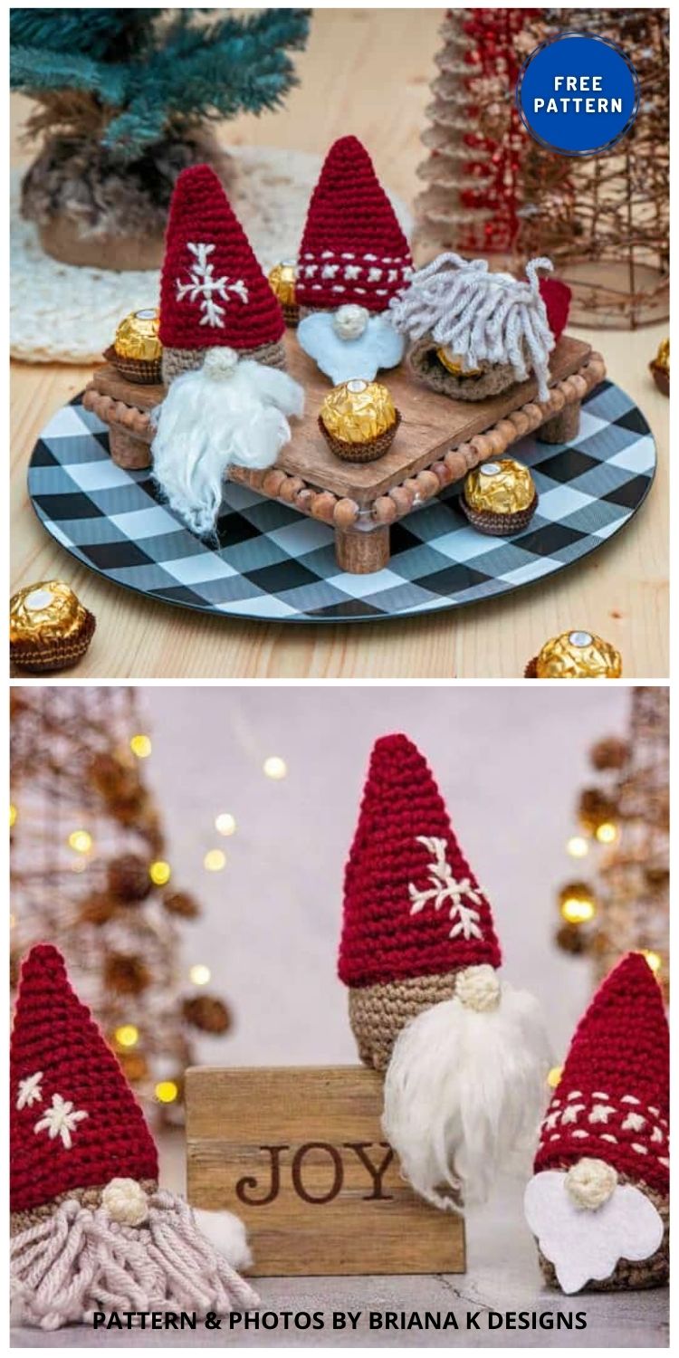 Gnome Gift Crochet Ornaments - 11 Crochet Amigurumi Christmas Gnome Patterns