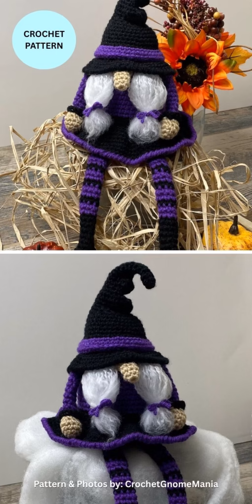 Halloween witch gnome - 6 Crochet Amigurumi Witch Gnome Pattern Ideas (2)