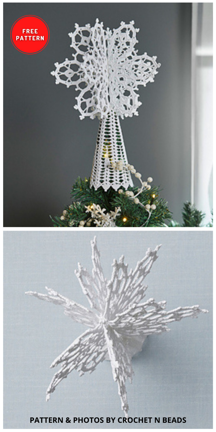 Lacy Joyful Tree Topper - 7 Free Crochet Christmas Tree Topper Patterns to Make