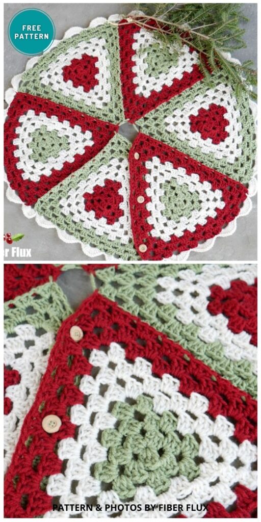 Nostalgic Granny Tree Skirt - 11 Free Crochet Christmas Tree Rug Patterns