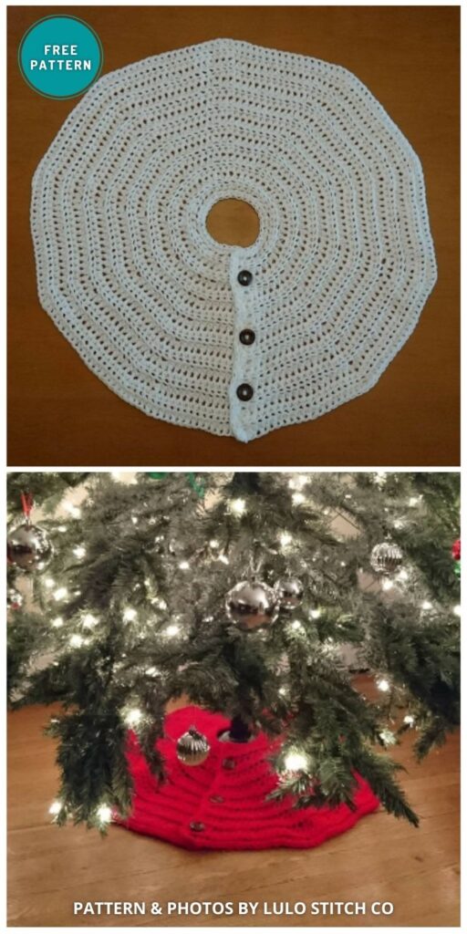 Snow Drift Tree Skirt - 11 Free Crochet Christmas Tree Rug Patterns