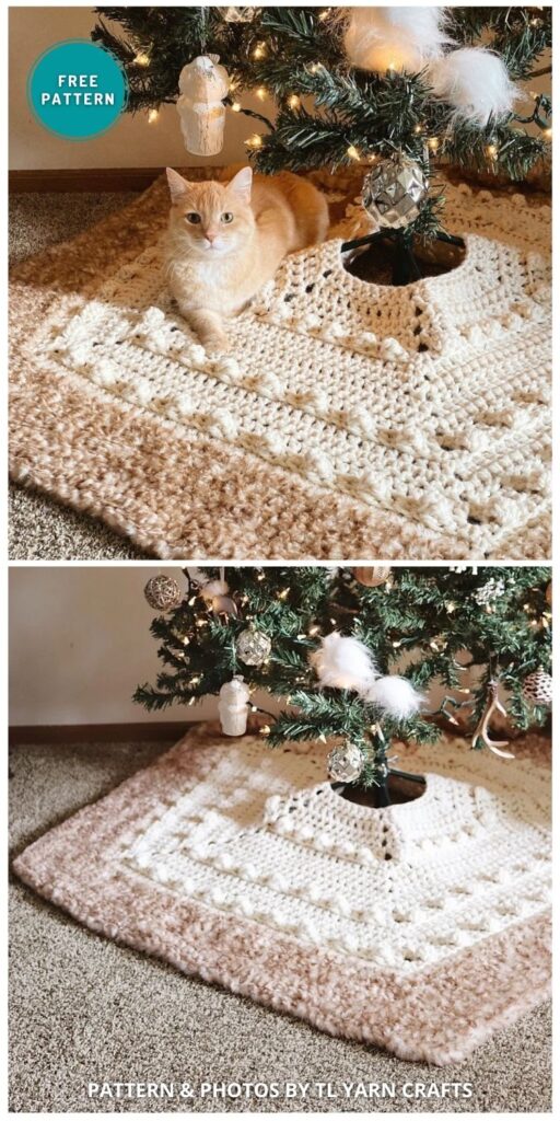 Solstice Tree Skirt - 11 Free Crochet Christmas Tree Rug Patterns