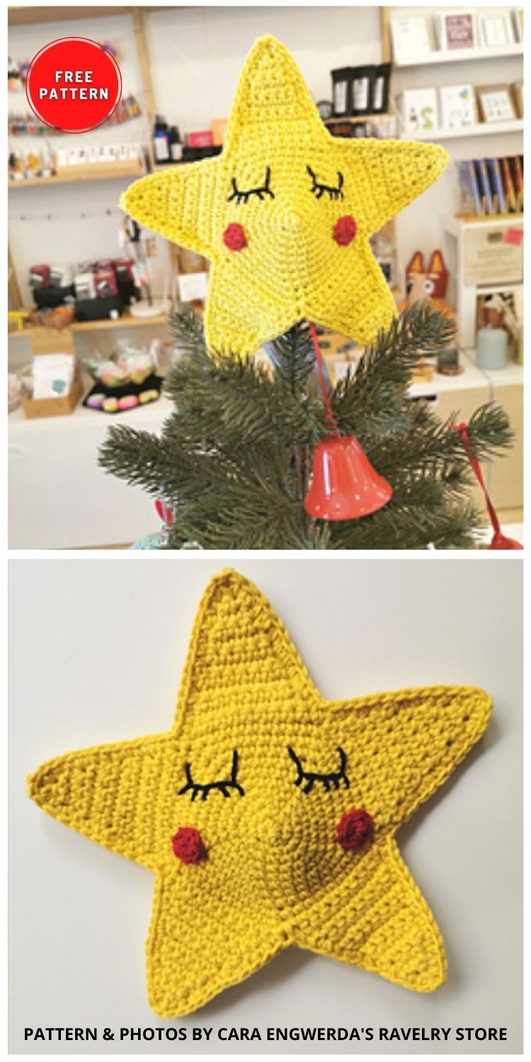 Star the Tree Topper - 7 Free Crochet Christmas Tree Topper Patterns to Make
