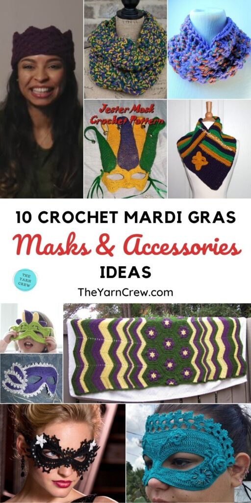 10 Crochet Mardi Gras Mask & Accessory Ideas PIN 1