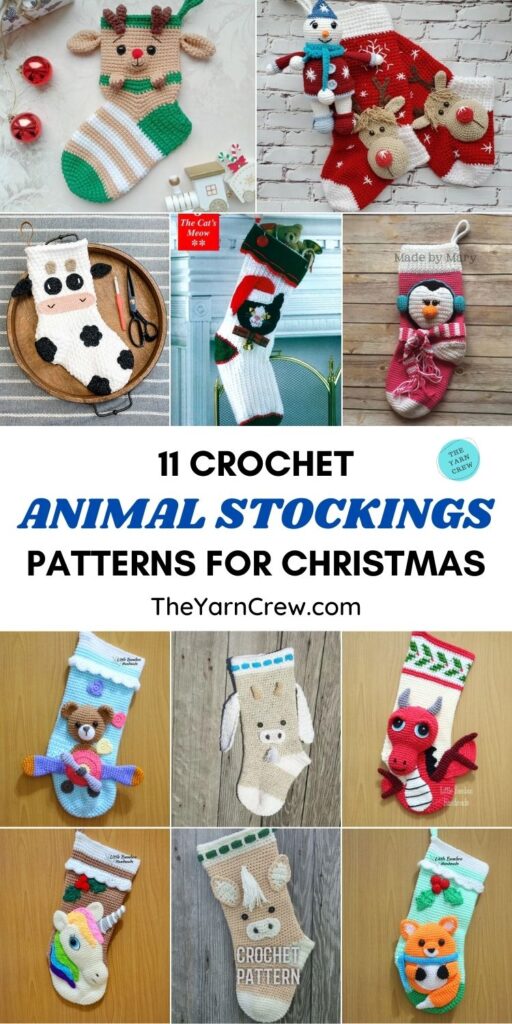11 Crochet Animal Stocking Patterns For Christmas PIN 1
