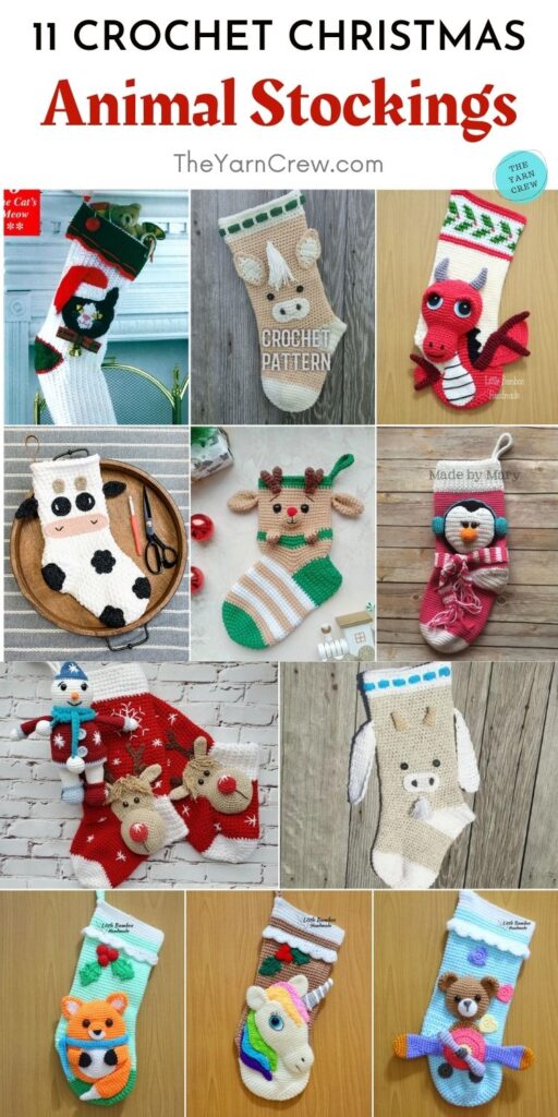 11 Crochet Christmas Animal Stockings PIN 2
