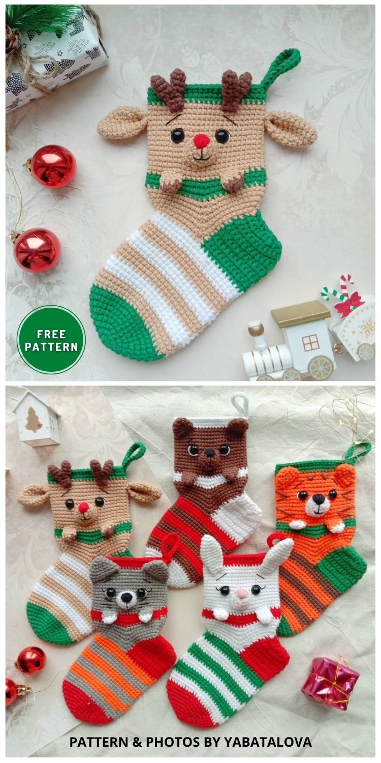 Christmas Crochet Amigurumi pattern Stocking - 11 Crochet Animal Stocking Patterns For Christmas