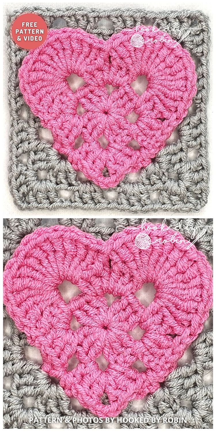 Crochet Granny Heart Square - 8 Free Crochet Heart Granny Square Patterns For Valentine's Day