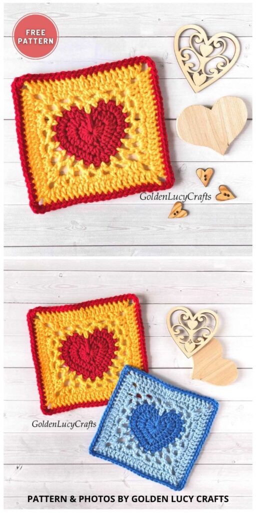 Crochet Heart Granny Square - 8 Free Crochet Heart Granny Square Patterns For Valentine's Day