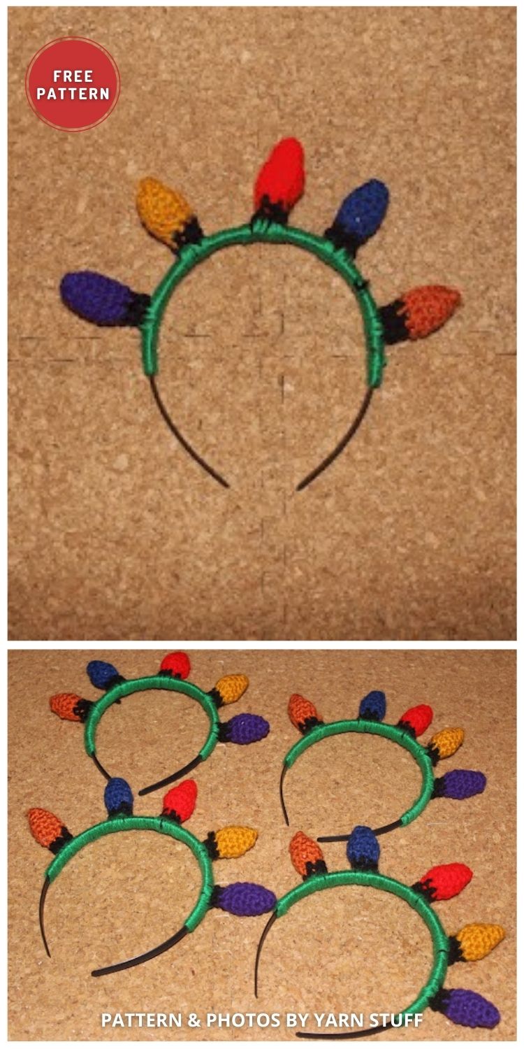 Holiday Lights Headband - 7 Free Easy Christmas Headband Crochet Patterns