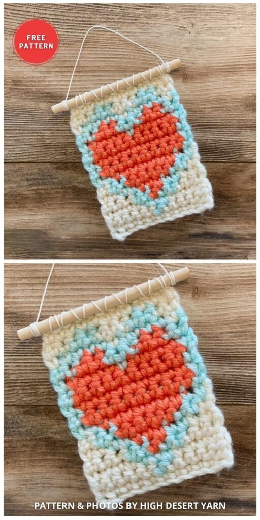 MIni Heart Wall Hanging - 5 Free Crochet Heart Wall Hanging Patterns For Valentine's Day