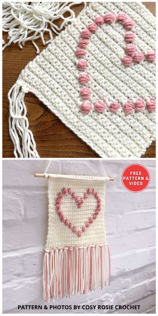 Show the Love Wall Hanging - 5 Free Crochet Heart Wall Hanging Patterns For Valentine's Day