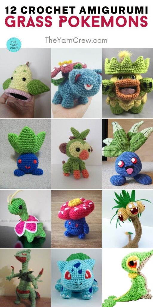 12 Crochet Amigurumi Grass Pokemons PIN 2