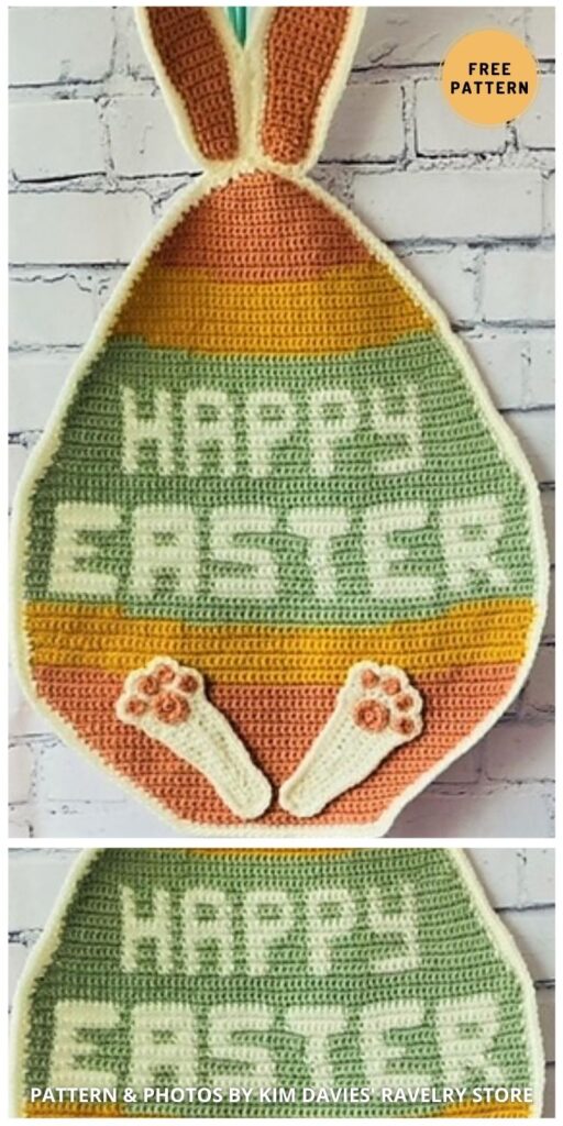 Easter Egg Bunny Wall Hanging - 7 Free Crochet Easter Wall Hanging Patterns