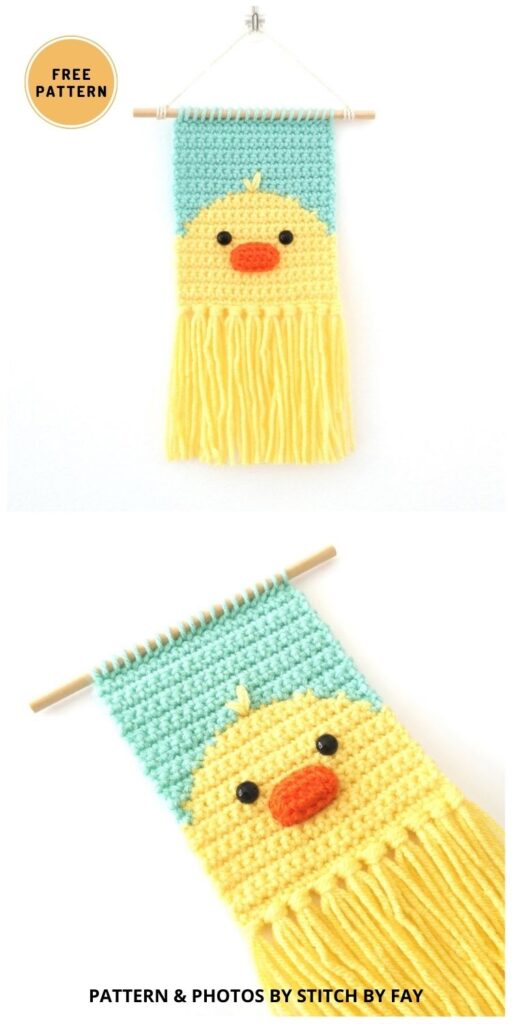 Mini Chick Wall Hanging - 7 Free Crochet Easter Wall Hanging Patterns