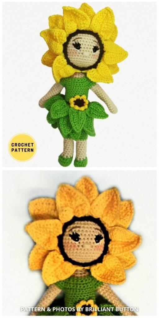 Sunflower Sarah Doll - 7 Adorable Amigurumi Flower Doll Crochet Patterns