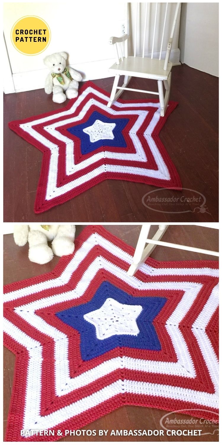 Liberty Star Throw - 9 Best Crochet Star Shaped Blanket Patterns