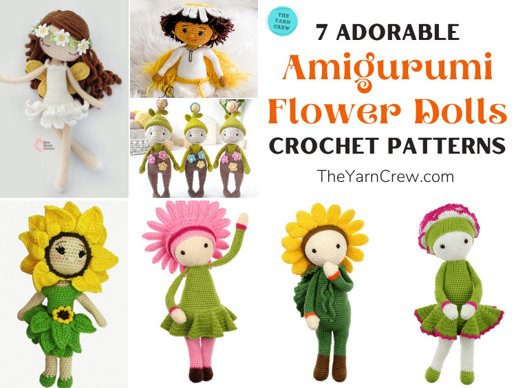 7 Adorable Amigurumi Flower Doll Crochet Patterns FB POSTER