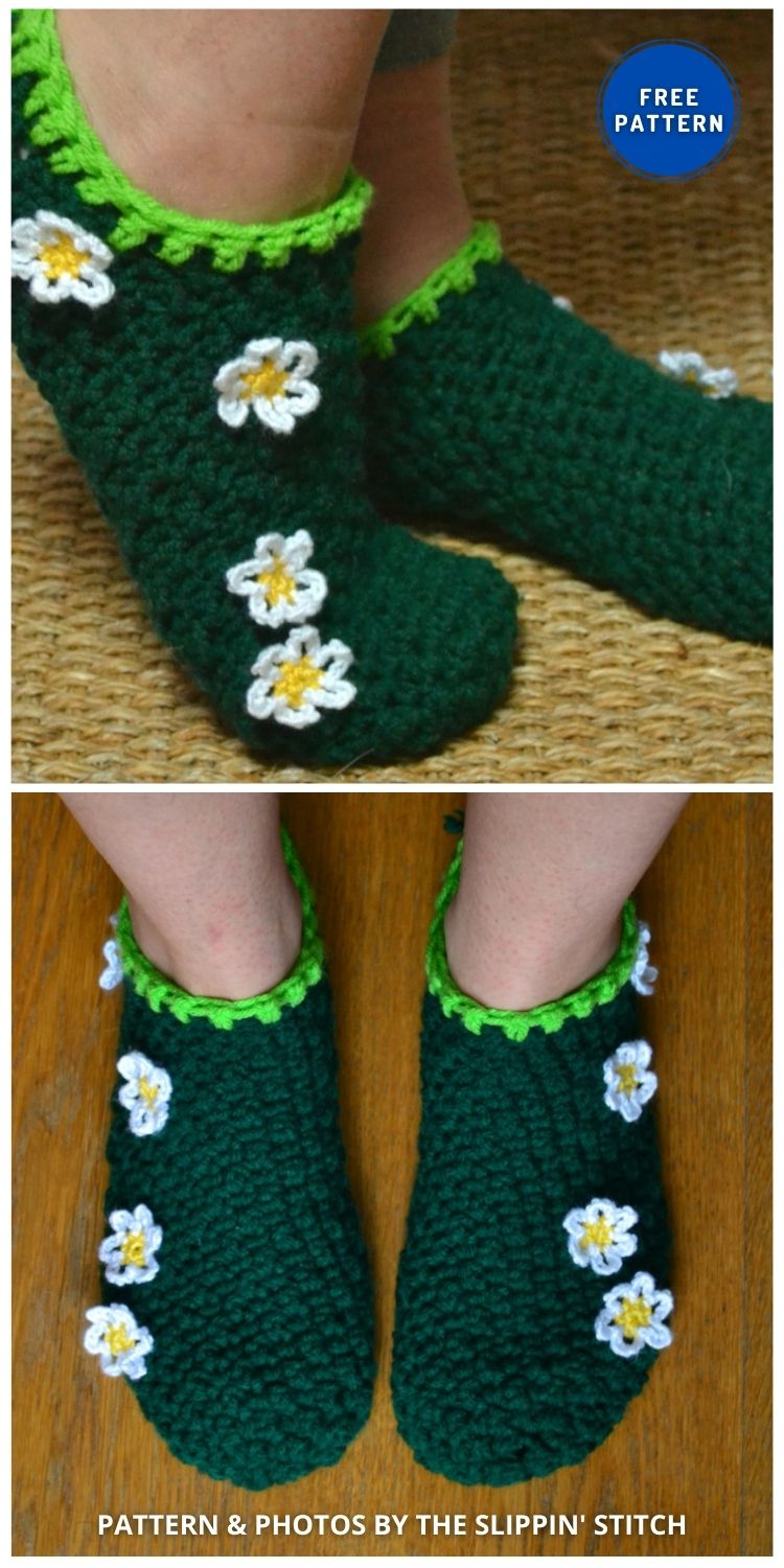 Barefoot in the Grass Slipper Socks - 7 Free Cozy Crochet Slipper Patterns For Moms