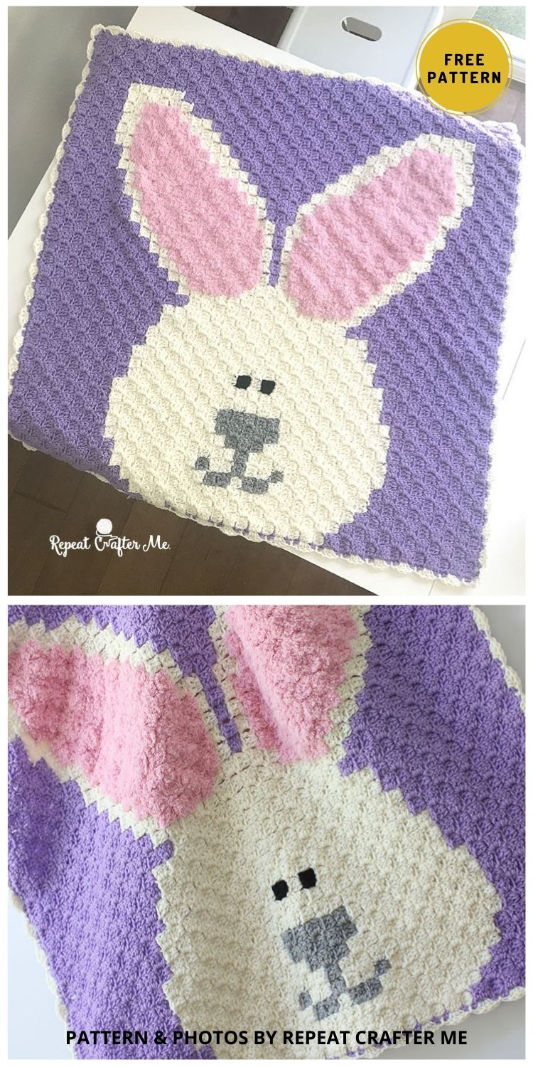 Crochet Bunny C2C Blanket - 8 Crochet Bunny Blanket Patterns For Your Baby