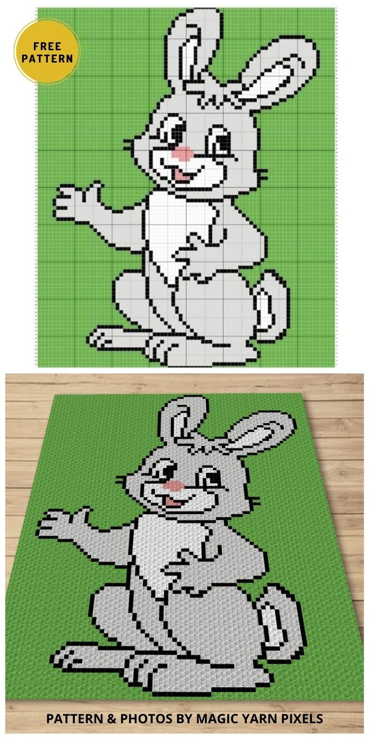 Happy Bunny C2C Crochet Pattern - 8 Crochet Bunny Blanket Patterns For Your Baby