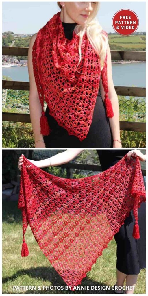 Lace Triangle Shawl - 8 Free Mother's Day Crochet Shawl Patterns