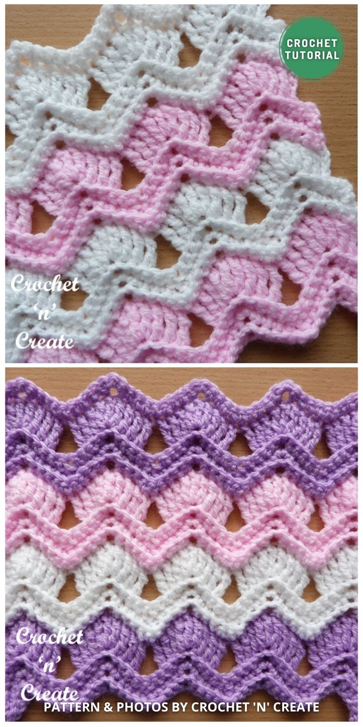 Long Shell Chevron Stitch - 8 Quick Crochet Shell Stitch Tutorials For Beginners