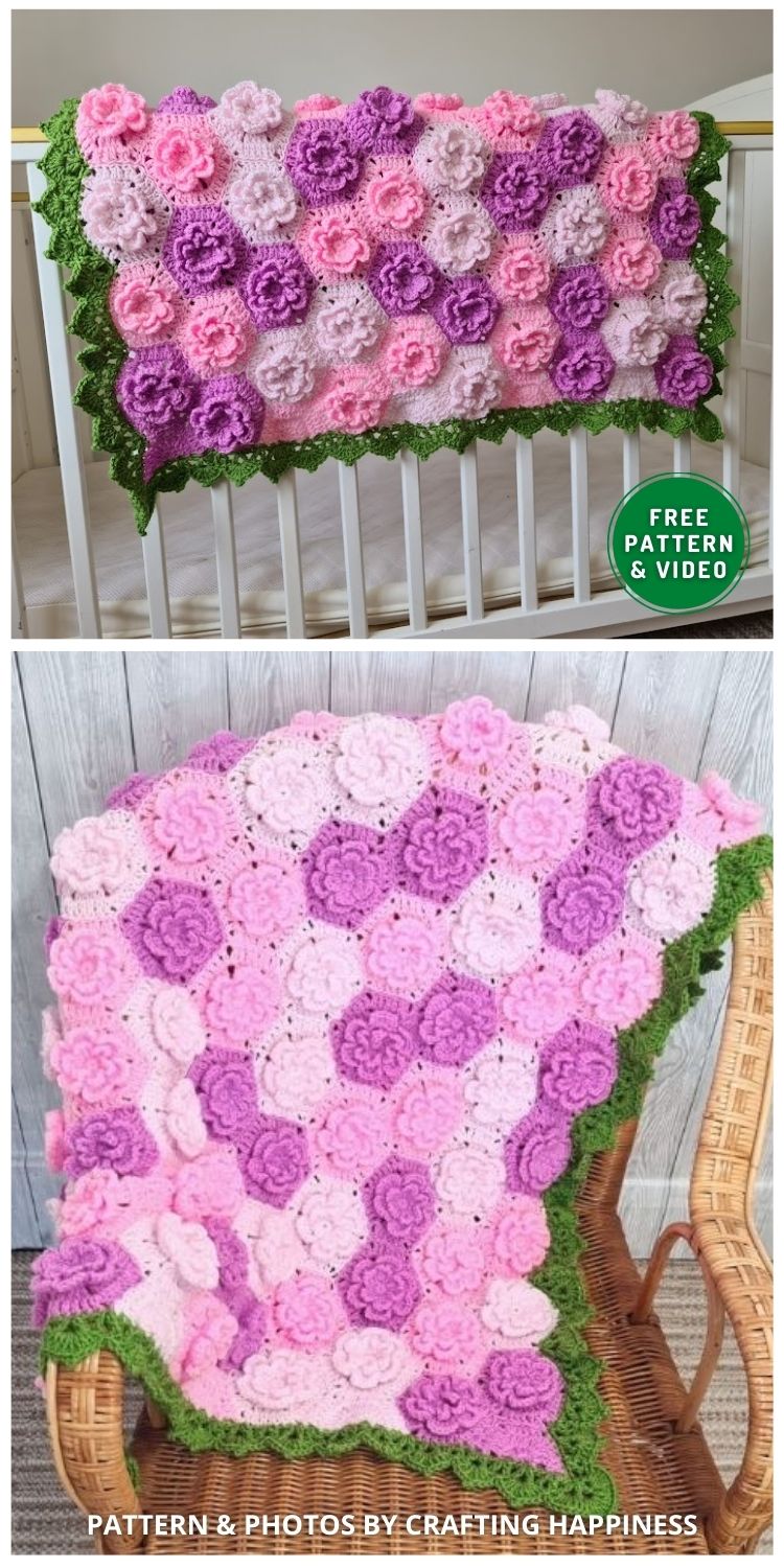 Summer Garden Flower Baby Blanket - 7 Free Crochet Blanket Patterns For Mother's Day Gift Ideas