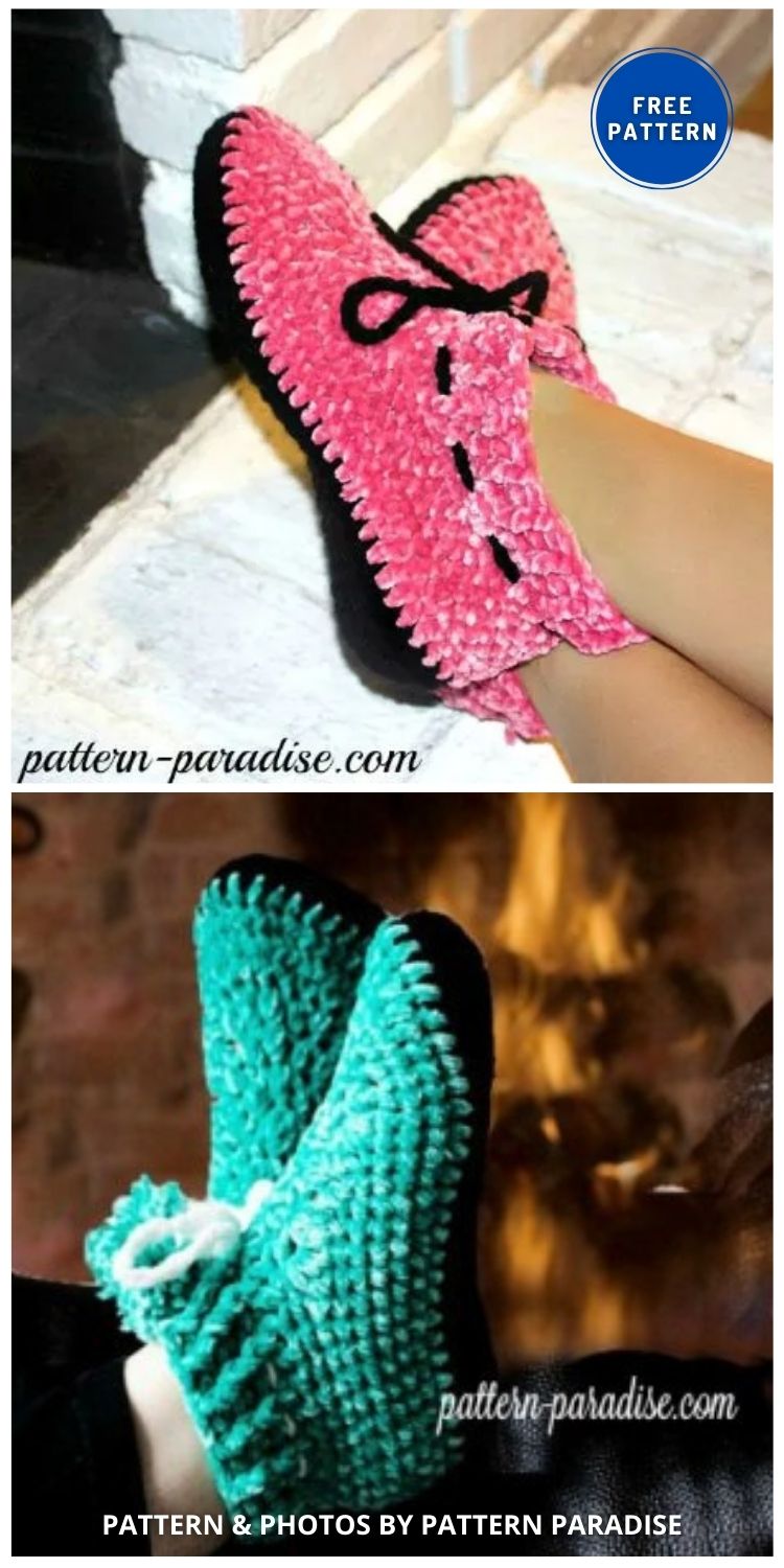 Velvety Slippers - 7 Free Cozy Crochet Slipper Patterns For Moms