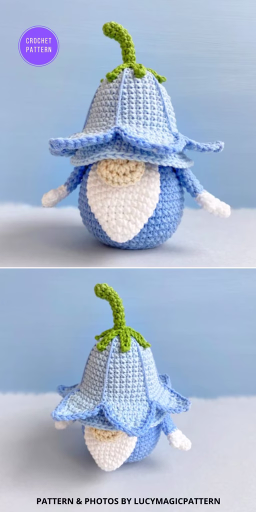 Bluebell Gnome Crochet Pattern - 7 Adorable Crochet Flower Gnome Patterns - Curated by The Yarn Crew