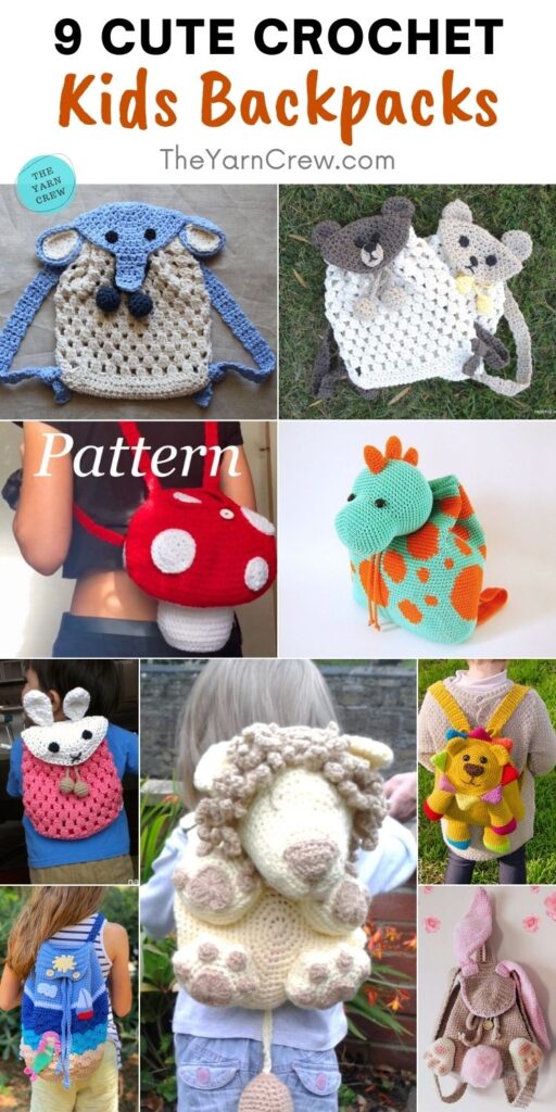 9 Cute Crochet Kids Backpacks PIN 2