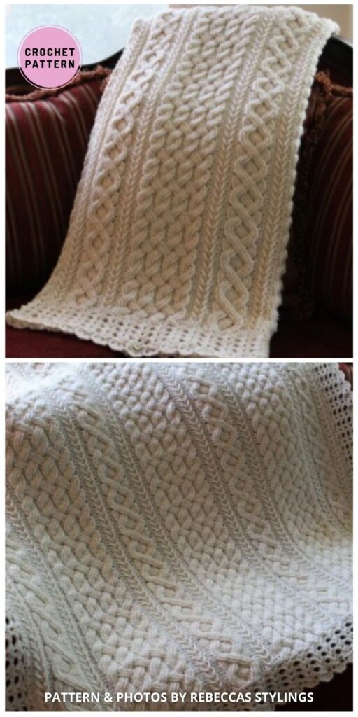 Braemar Cable Braided Blanket - 6 Beautiful Crochet Cable Blanket Patterns