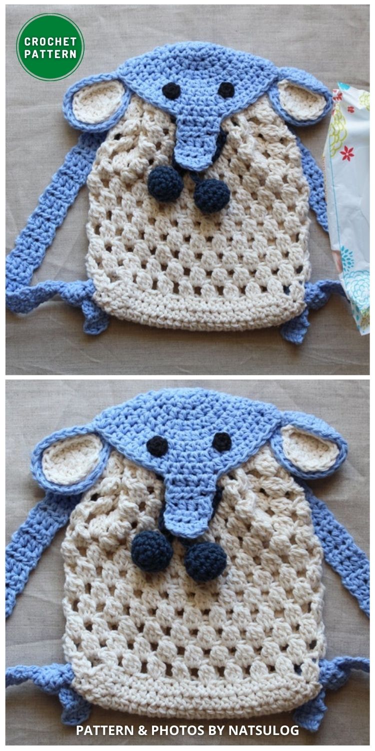 Crochet Elephant Backpack - 9 Cute Crochet Backpack Patterns For Kids