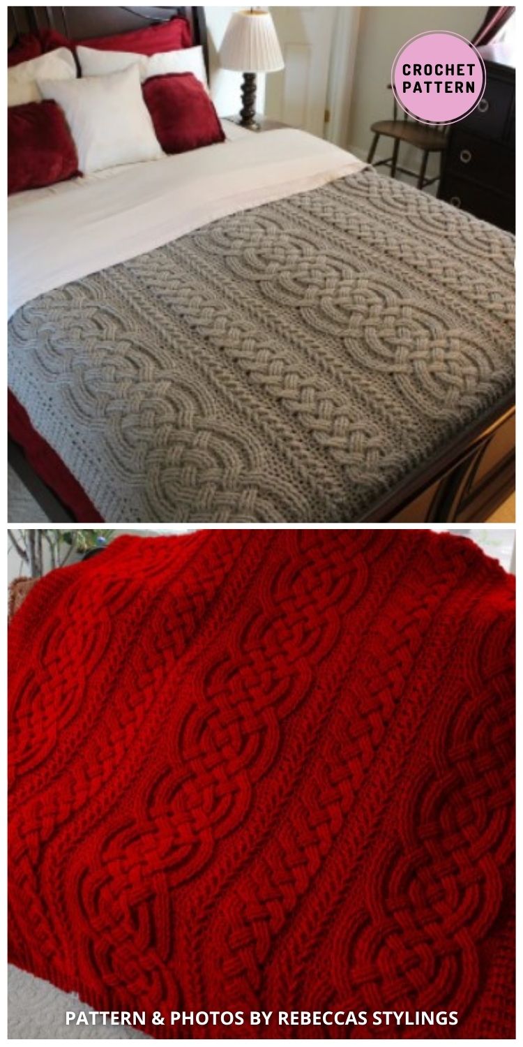 Large Irish Lullaby Cable Braided Blanket - 6 Beautiful Crochet Cable Blanket Patterns