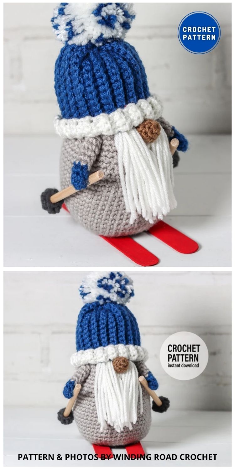 Skiing Gnome - 6 Adorable Crochet Sports Gnome Patterns