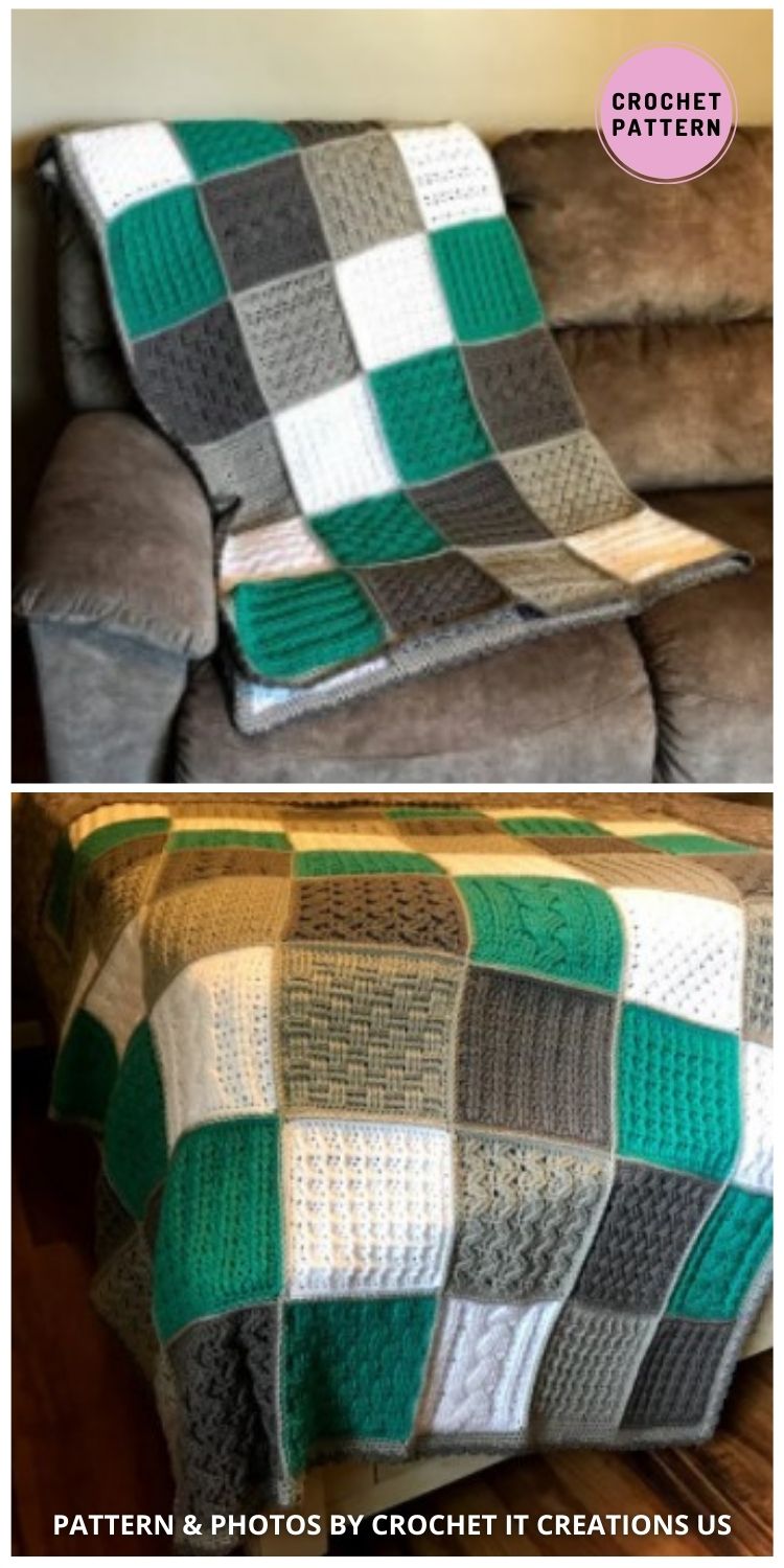 Square Sampler Crochet Blanket - 6 Beautiful Crochet Cable Blanket Patterns