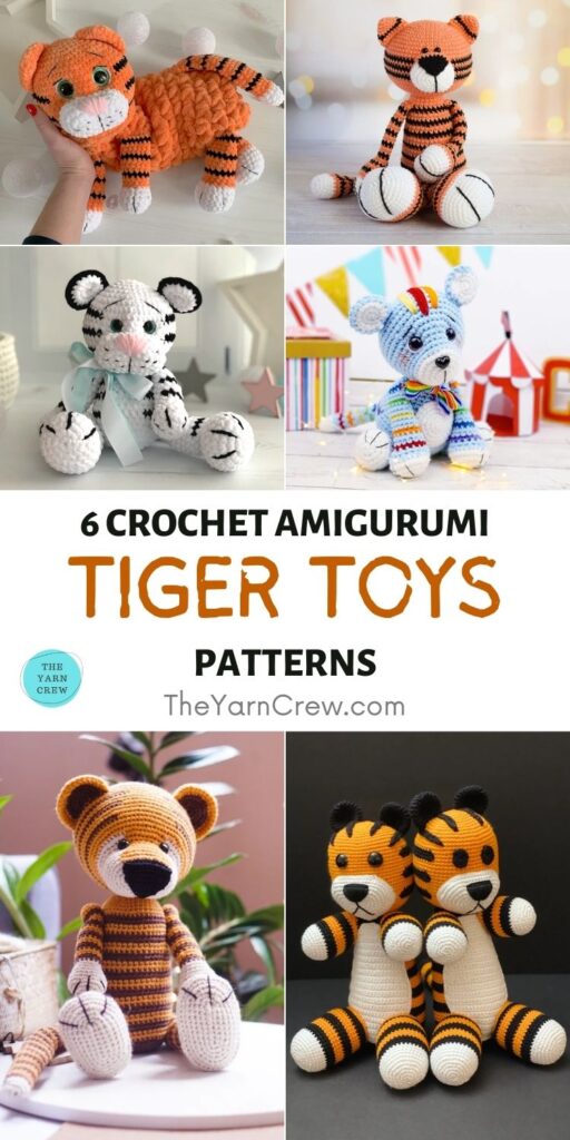 6 Crochet Amigurumi Tiger Toy Patterns Ideas PIN 1