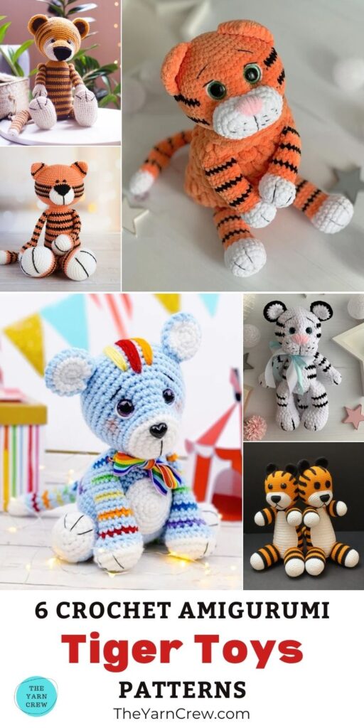 6 Crochet Amigurumi Tiger Toy Patterns PIN 3